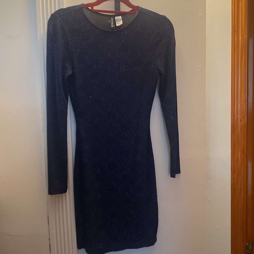 SEXY SPARKLY NAVY BLUE BACKLESS DIVIDED H&M DRESS NEVER WORN - Picture 2 of 5
